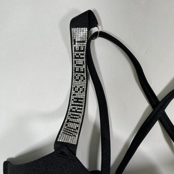 Victoria Secret 38C Bombshell Push Up Bikini Top Shine Strap LOGO Black - Picture 4 of 6